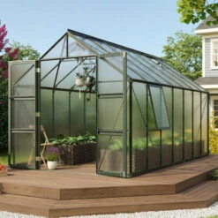 Serre De Jardin Olymp 11,5m² En Alu émeraude Et Polycarbonate 4mm - Vitavia -Jardin Serre Boutique serre de jardin olymp 115m en alu emeraude et polycarbonate 4mm vitavia 1