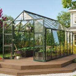 Serre De Jardin Olymp 11,5m² En Alu émeraude Et Verre De Sécurité 3mm - Vitavia -Jardin Serre Boutique serre de jardin olymp 115m en alu emeraude et verre de securite 3mm vitavia 1