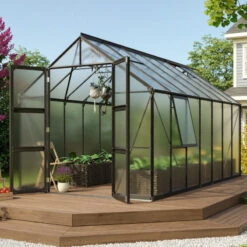 Serre De Jardin Olymp 11,5m² En Alu Noir Et Polycarbonate 4mm - Vitavia