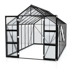 Serre De Jardin Olymp 11,5m² En Alu Noir Et Verre De Sécurité 3mm - Vitavia -Jardin Serre Boutique serre de jardin olymp 115m en alu noir et verre de securite 3mm vitavia 2