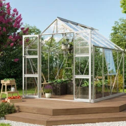 Serre De Jardin Olymp 6,7m² En Alu Anodisé Et Verre De Sécurité 3mm - Vitavia -Jardin Serre Boutique serre de jardin olymp 67m en alu anodise et verre de securite 3mm vitavia 1