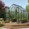 Serre De Jardin Olymp 6,7m² En Alu émeraude Et Polycarbonate 4mm - Vitavia