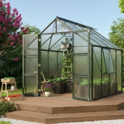 Serre De Jardin Olymp 6,7m² En Alu émeraude Et Polycarbonate 6mm - Vitavia -Jardin Serre Boutique serre de jardin olymp 67m en alu emeraude et polycarbonate 6mm vitavia 1