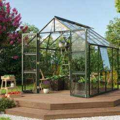 Serre De Jardin Olymp 6,7m² En Alu émeraude Et Verre De Sécurité 3mm - Vitavia -Jardin Serre Boutique serre de jardin olymp 67m en alu emeraude et verre de securite 3mm vitavia 1