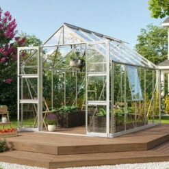 Serre De Jardin Olymp 8,3m² En Alu Anodisé Et Verre De Sécurité 3mm - Vitavia -Jardin Serre Boutique serre de jardin olymp 83m en alu anodise et verre de securite 3mm vitavia 1