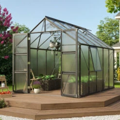 Serre De Jardin Olymp 8,3m² En Alu Noir Et Polycarbonate 6mm - Vitavia -Jardin Serre Boutique serre de jardin olymp 83m en alu noir et polycarbonate 6mm vitavia 1