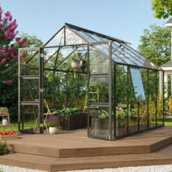 Serre De Jardin Olymp 8,3m² En Alu Noir Et Verre De Sécurité 3mm - Vitavia -Jardin Serre Boutique serre de jardin olymp 83m en alu noir et verre de securite 3mm vitavia 1