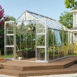 Serre De Jardin Olymp 9,9m² En Alu Anodisé Et Verre De Sécurité 3mm - Vitavia -Jardin Serre Boutique serre de jardin olymp 99m en alu anodise et verre de securite 3mm vitavia 1