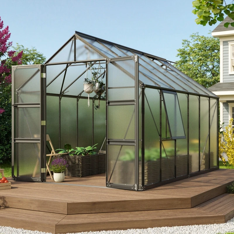 Serre De Jardin Olymp 9,9m² En Alu Noir Et Polycarbonate 4mm - Vitavia 4 Serre De Jardin Olymp 9,9m² En Alu Noir Et Polycarbonate 4mm - Vitavia – Image 2