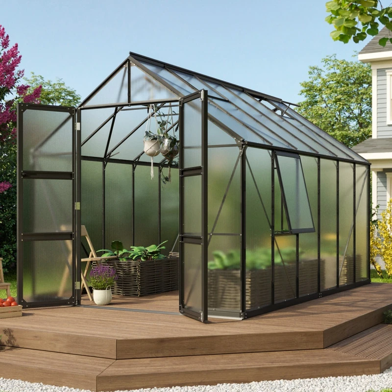 Serre De Jardin Olymp 9,9m² En Alu Noir Et Polycarbonate 4mm - Vitavia 3 Serre De Jardin Olymp 9,9m² En Alu Noir Et Polycarbonate 4mm - Vitavia