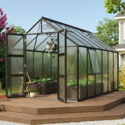 Serre De Jardin Olymp 9,9m² En Alu Noir Et Polycarbonate 6mm - Vitavia