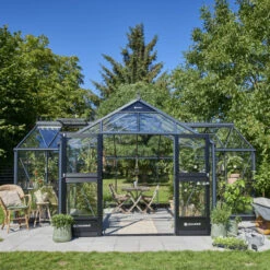 Serre De Jardin Orangerie 21,5m² En Aluminium Noir Et Verre Trempé 3mm - Juliana -Jardin Serre Boutique serre de jardin orangerie 215m en aluminium noir et verre trempe 3mm juliana 17
