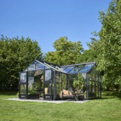 Serre De Jardin Orangerie 21,5m² En Aluminium Noir Et Verre Trempé 3mm - Juliana -Jardin Serre Boutique serre de jardin orangerie 215m en aluminium noir et verre trempe 3mm juliana 2