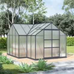 Serre De Jardin Orangerie B 12m² Anthracite En Polycarbonate 4mm + Embase Green Protect