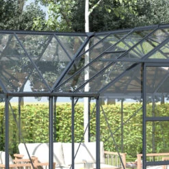 Serre De Jardin Orangerie B 12m² Anthracite En Verre Trempé 4mm + Embase Green Protect -Jardin Serre Boutique serre de jardin orangerie b 12m anthracite en verre trempe 4mm embase green protect 2