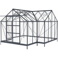 Serre De Jardin Orangerie B 12m² Anthracite En Verre Trempé 4mm + Embase Green Protect -Jardin Serre Boutique serre de jardin orangerie b 12m anthracite en verre trempe 4mm embase green protect 4