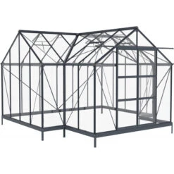 Serre De Jardin Orangerie B 12m² Anthracite En Verre Trempé 4mm + Embase Green Protect -Jardin Serre Boutique serre de jardin orangerie b 12m anthracite en verre trempe 4mm embase green protect 6