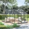 Serre De Jardin Orangerie C 13,5m² Anthracite En Verre Trempé 4mm + Embase Green Protect -Jardin Serre Boutique serre de jardin orangerie c 135m anthracite en verre trempe 4mm embase green protect