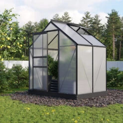 Serre De Jardin Planet 2,5m² En Aluminium Noir Et Polycarbonate 6mm - Vitavia