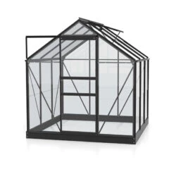 Serre De Jardin Planet 3,8m² En Aluminium Noir Et Verre De Sécurité 3mm - Vitavia -Jardin Serre Boutique serre de jardin planet 38m en aluminium noir et verre de securite 3mm vitavia 1
