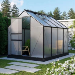 Serre De Jardin Planet 5m² En Aluminium Noir Et Polycarbonate 6mm - Vitavia