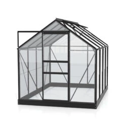 Serre De Jardin Planet 5m² En Aluminium Noir Et Verre De Sécurité 3mm - Vitavia -Jardin Serre Boutique serre de jardin planet 5m en aluminium noir et verre de securite 3mm vitavia 1