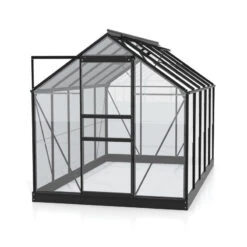 Serre De Jardin Planet 6,2m² En Aluminium Noir Et Verre De Sécurité 3mm - Vitavia -Jardin Serre Boutique serre de jardin planet 62m en aluminium noir et verre de securite 3mm vitavia 1