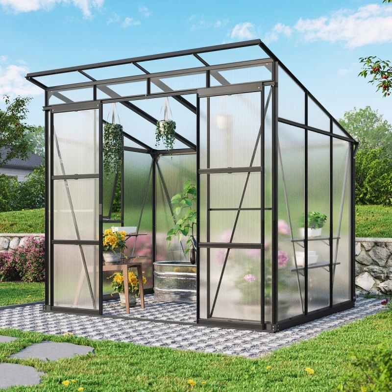 Serre De Jardin Playa 5,9m² En Aluminium Noir Et Polycarbonate 6mm - Vitavia 3 Serre De Jardin Playa 5,9m² En Aluminium Noir Et Polycarbonate 6mm - Vitavia
