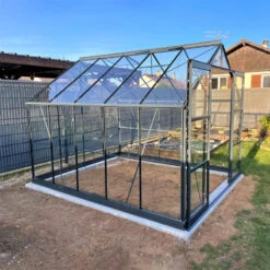 Serre De Jardin Prima 7,42m² En Aluminium Anthracite Et Verre Trempé 4mm - Green Protect -Jardin Serre Boutique serre de jardin prima 742m en aluminium anthracite et verre trempe 4mm green protect 1