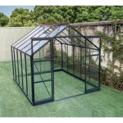 Serre De Jardin Prima 7,42m² En Aluminium Anthracite Et Verre Trempé 4mm - Green Protect -Jardin Serre Boutique serre de jardin prima 742m en aluminium anthracite et verre trempe 4mm green protect 3