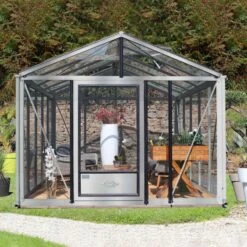 Serre De Jardin SUPRA 12m² En Aluminium Naturel Et Verre Trempé 4mm + Embase Incluse - Lams