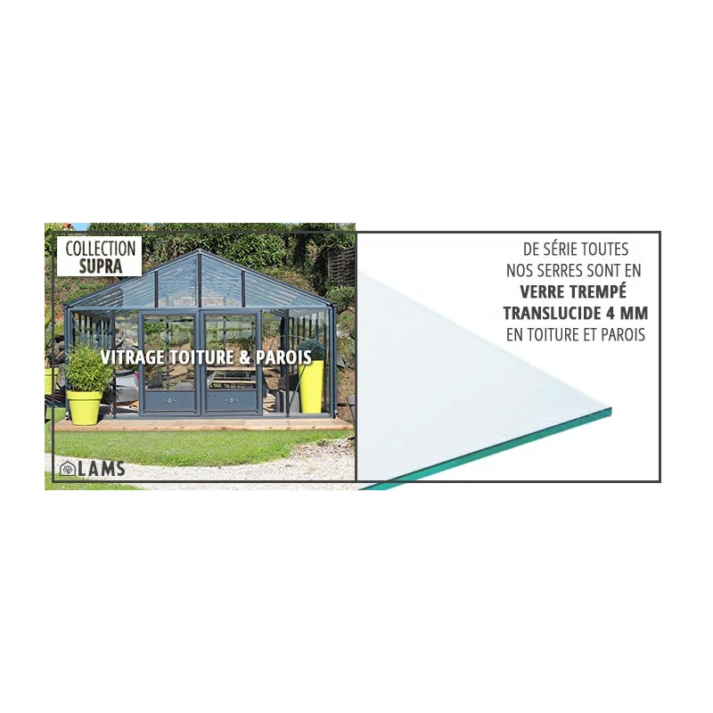 Serre De Jardin SUPRA 16,70m² En Aluminium Naturel Et Verre Trempé 4mm + Embase Incluse - Lams 17 Serre De Jardin SUPRA 16,70m² En Aluminium Naturel Et Verre Trempé 4mm + Embase Incluse - Lams – Image 15