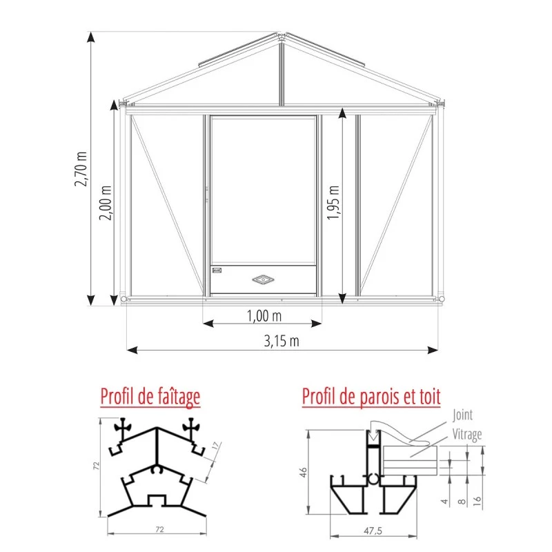 Serre De Jardin SUPRA 16,70m² En Aluminium Naturel Et Verre Trempé 4mm + Embase Incluse - Lams 8 Serre De Jardin SUPRA 16,70m² En Aluminium Naturel Et Verre Trempé 4mm + Embase Incluse - Lams – Image 6