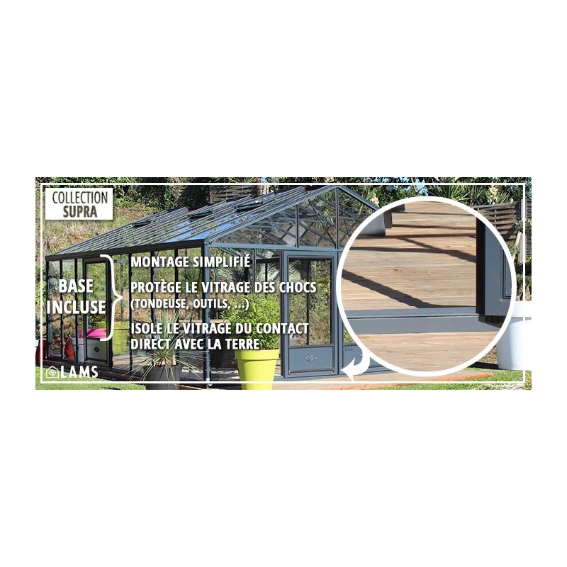 Serre De Jardin SUPRA 17,40m² En Aluminium Naturel Et Verre Trempé 4mm + Embase Incluse - Lams 13 Serre De Jardin SUPRA 17,40m² En Aluminium Naturel Et Verre Trempé 4mm + Embase Incluse - Lams – Image 11