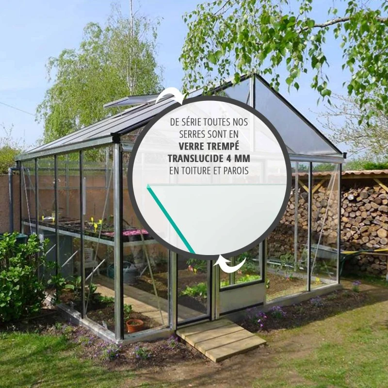 Serre De Jardin SUPRA 17,40m² En Aluminium Naturel Et Verre Trempé 4mm + Embase Incluse - Lams 5 Serre De Jardin SUPRA 17,40m² En Aluminium Naturel Et Verre Trempé 4mm + Embase Incluse - Lams – Image 3