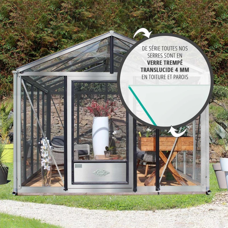 Serre De Jardin SUPRA 19m² En Aluminium Naturel Et Verre Trempé 4mm + Embase Incluse - Lams 4 Serre De Jardin SUPRA 19m² En Aluminium Naturel Et Verre Trempé 4mm + Embase Incluse - Lams – Image 2