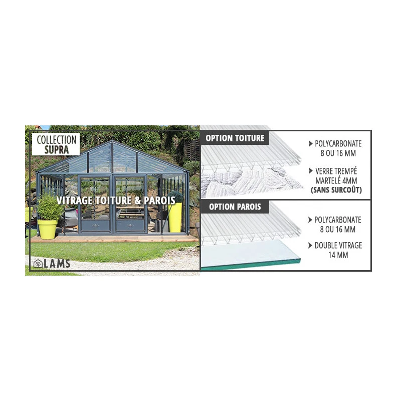 Serre De Jardin SUPRA 19m² En Aluminium Naturel Et Verre Trempé 4mm + Embase Incluse - Lams 15 Serre De Jardin SUPRA 19m² En Aluminium Naturel Et Verre Trempé 4mm + Embase Incluse - Lams – Image 13
