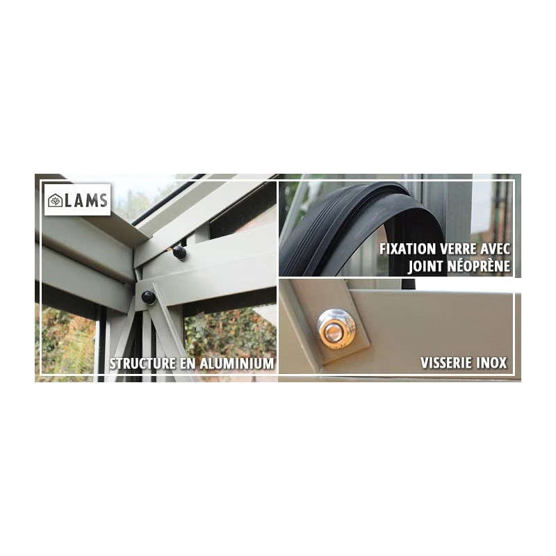 Serre De Jardin SUPRA 19m² En Aluminium Naturel Et Verre Trempé 4mm + Embase Incluse - Lams 19 Serre De Jardin SUPRA 19m² En Aluminium Naturel Et Verre Trempé 4mm + Embase Incluse - Lams – Image 17