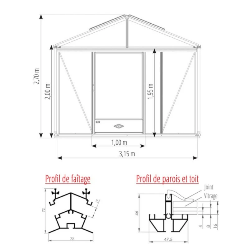 Serre De Jardin SUPRA 23,70m² En Aluminium Naturel Et Verre Trempé 4mm + Embase Incluse - Lams 19 Serre De Jardin SUPRA 23,70m² En Aluminium Naturel Et Verre Trempé 4mm + Embase Incluse - Lams – Image 17