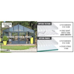Serre De Jardin SUPRA 23,70m² En Aluminium Naturel Et Verre Trempé 4mm + Embase Incluse - Lams 28 Serre De Jardin SUPRA 23,70m² En Aluminium Naturel Et Verre Trempé 4mm + Embase Incluse - Lams -Jardin Serre Boutique serre de jardin supra 2370m en aluminium naturel et verre trempe 4mm embase incluse lams 9