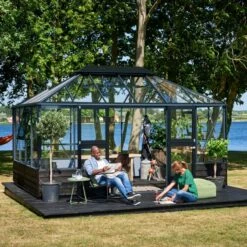 Serre De Jardin Sur Muret 13m² Anthracite En Verre Trempé Grand Oase - Juliana -Jardin Serre Boutique serre de jardin sur muret 13m anthracite en verre trempe grand oase juliana 5