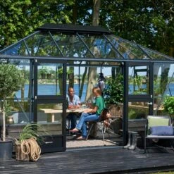 Serre De Jardin Sur Muret 13m² Anthracite En Verre Trempé Grand Oase - Juliana -Jardin Serre Boutique serre de jardin sur muret 13m anthracite en verre trempe grand oase juliana 6