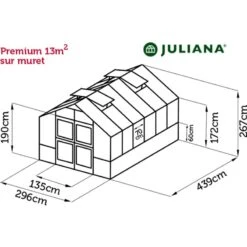Serre De Jardin à Poser Sur Muret 13m² Anthracite En Verre Trempé Premium - Juliana -Jardin Serre Boutique serre de jardin sur muret 13m anthracite en verre trempe premium juliana 11