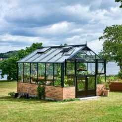 Serre De Jardin à Poser Sur Muret 13m² Anthracite En Verre Trempé Premium - Juliana -Jardin Serre Boutique serre de jardin sur muret 13m anthracite en verre trempe premium juliana 2