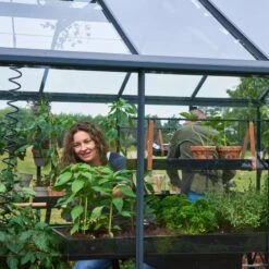 Serre De Jardin à Poser Sur Muret 13m² Anthracite En Verre Trempé Premium - Juliana -Jardin Serre Boutique serre de jardin sur muret 13m anthracite en verre trempe premium juliana 6