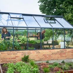 Serre De Jardin à Poser Sur Muret 13m² Anthracite En Verre Trempé Premium - Juliana -Jardin Serre Boutique serre de jardin sur muret 13m anthracite en verre trempe premium juliana 7
