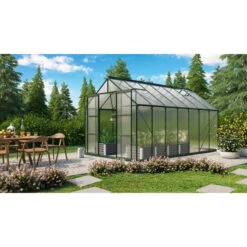 Serre De Jardin Uranus 11,5m² En Alu émeraude Et Panneaux De PC 4mm - Vitavia -Jardin Serre Boutique serre de jardin uranus 115m en alu emeraude et panneaux de pc 4mm vitavia 2