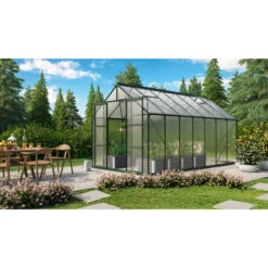 Serre De Jardin Uranus 11,5m² En Alu émeraude Et Panneaux De PC 6mm - Vitavia -Jardin Serre Boutique serre de jardin uranus 115m en alu emeraude et panneaux de pc 6mm vitavia 2