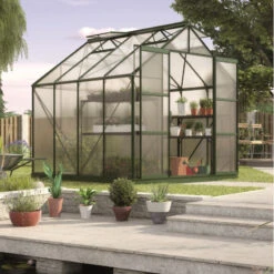 Serre De Jardin Uranus 6,7m² En Alu émeraude Et Panneaux De PC 6mm - Vitavia