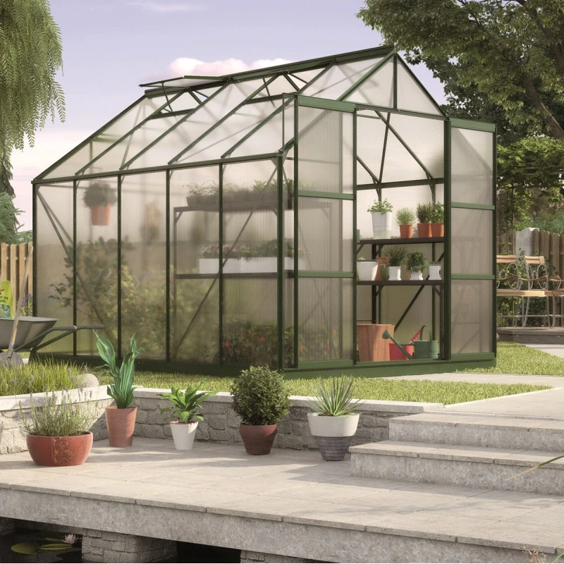 Serre De Jardin Uranus 8,3m² En Alu émeraude Et Panneaux De PC 4mm - Vitavia 3 Serre De Jardin Uranus 8,3m² En Alu émeraude Et Panneaux De PC 4mm - Vitavia